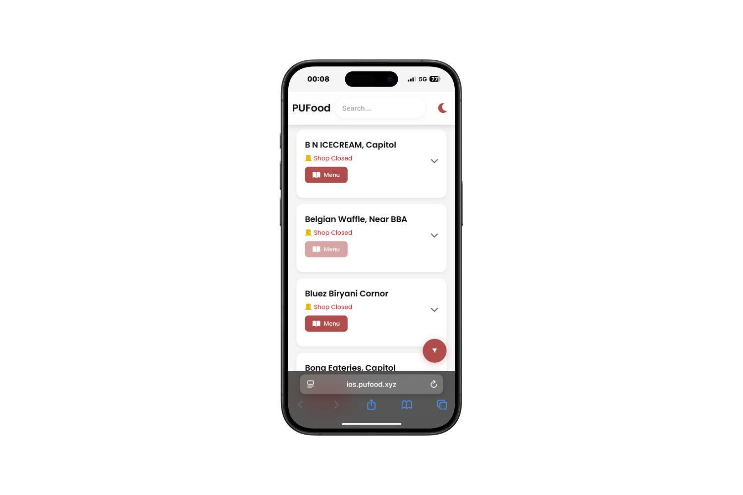 Screenshot of PUFood project