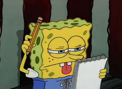 Animated character looking at code on a screen